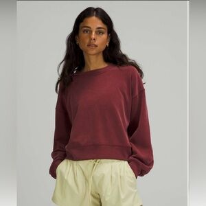 Lululemon Perfectly Oversized Crew Cropped Sweatshirt in Red Merlot